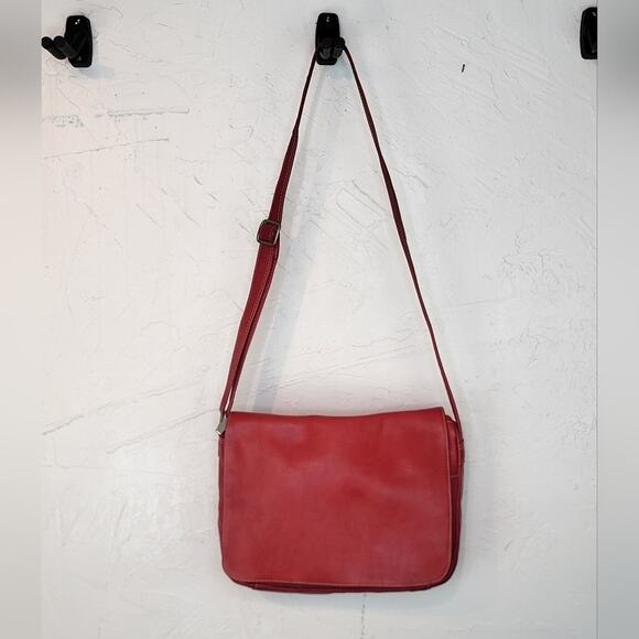 Le Donna Full Flap Over Red Leather Cross Over/ Shoulder Bag - Picture 4 of 16